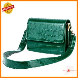 Medium Vegan Leather Crossbody Bag with Adjustable Strap, Flap Closure